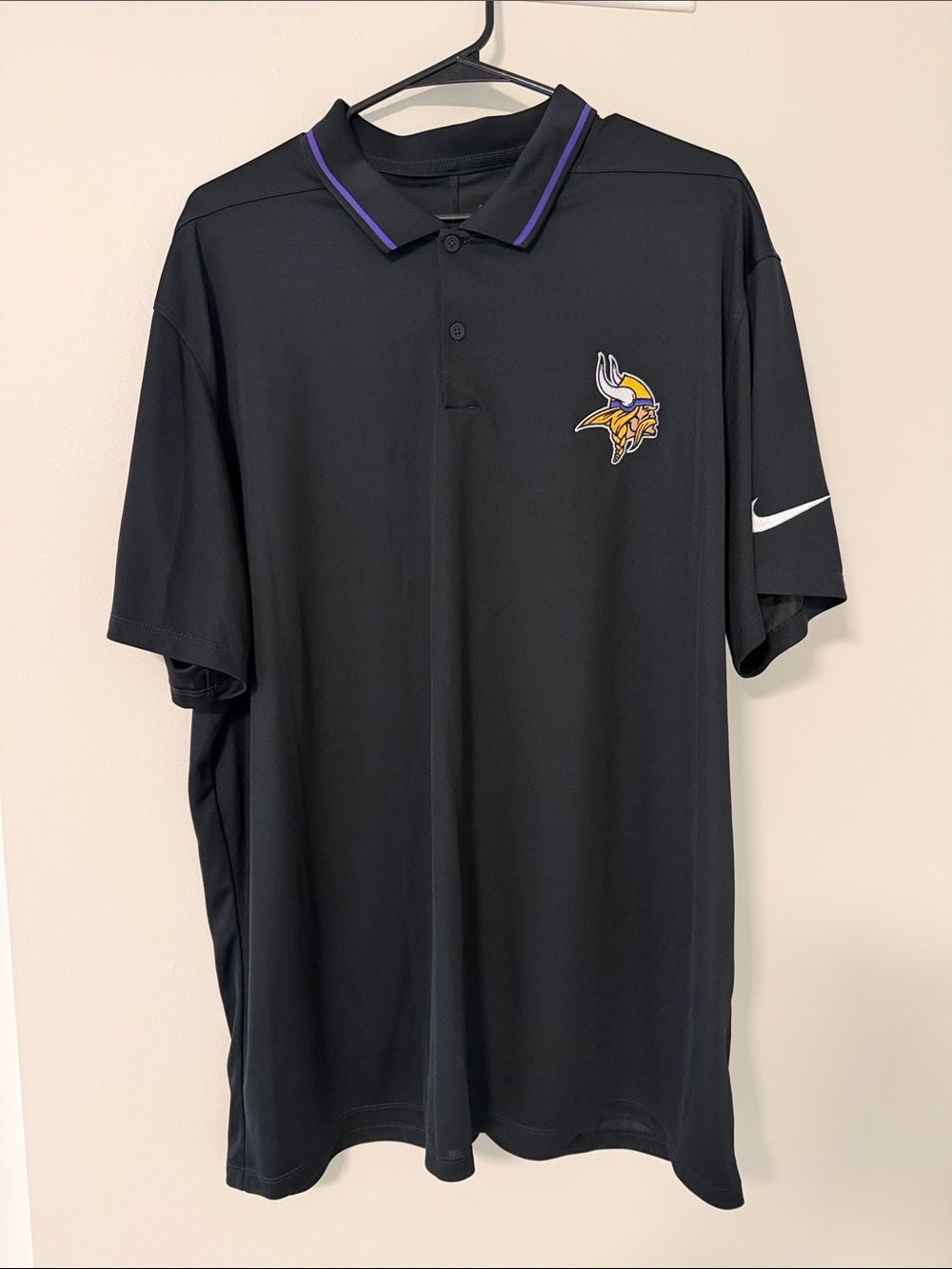 Nike Black Polo with Purple Trim and Vikings Logo